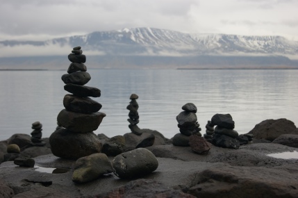 Rock piles along the sculpture & shore walk